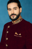 Dark Maroon Dupion Silk Men's Sherwani for Wedding & Party
