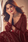 Dark Maroon Georgette A Line Lehenga