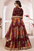 Dark Maroon Georgette Printed Lehenga