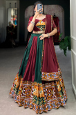 Dark Maroon Rayon Embroidered Panelled Style Chaniya Choli