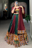 Dark Maroon Rayon Embroidered Panelled Style Chaniya Choli