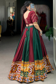 Dark Maroon Rayon Embroidered Panelled Style Chaniya Choli