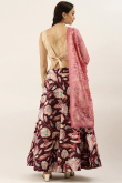 Dark Maroon Silk Printed A-Line Style Lehenga 
