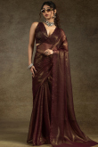 Dark Maroon Tissue Saree with Shimmer for Diwali