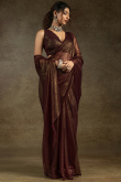 Dark Maroon Tissue Saree with Shimmer for Diwali
