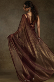 Dark Maroon Tissue Saree with Shimmer for Diwali
