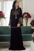 Dark Maroon Velvet Embroidered Long Choli Lehenga