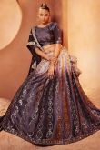 Dark Mauve Mauve Velvet Fancy Lehenga