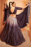 Dark Mauve Mauve Velvet Fancy Lehenga