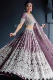 Dark Mauve Net Embroidered Lehenga For Sangeet 