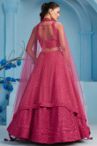 Dark Pink Embroidered Georgette Panelled Style Lehenga