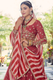 Dark Pink Georgette Embroidered Lehenga