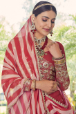 Dark Pink Georgette Embroidered Lehenga