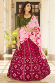 Dark Pink Georgette Embroidered Lehenga