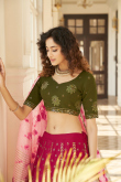 Dark Pink Georgette Embroidered Lehenga