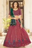 A Line Lehenga in Georgette Dark Pink for Wedding 