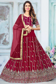 Georgette Dark Pink Sangeet Lehenga with Sequins embroidery