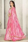 Dark Pink Georgette Printed Flared Style Lehenga