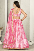 Dark Pink Georgette Printed Flared Style Lehenga