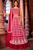 Dark Pink Net Embroidered Lehenga