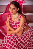 Dark Pink Net Embroidered Lehenga