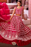Dark Pink Net Embroidered Lehenga