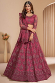 Dark Pink Net Embroidered Lehenga