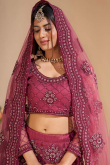 Dark Pink Net Embroidered Lehenga