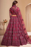 Dark Pink Net Embroidered Lehenga