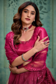 Dark Pink Net Lehenga With Sequins Work For Weddings