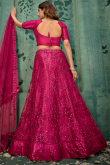 Dark Pink Net Lehenga With Sequins Work For Weddings