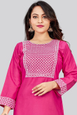 Dark Pink Rayon Straight Cut Kurti 