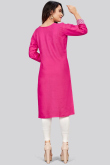 Dark Pink Rayon Straight Cut Kurti 