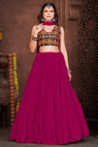 Dark Pink Ruffle Style Crepe Lehenga Choli