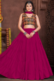 Dark Pink Ruffle Style Crepe Lehenga Choli