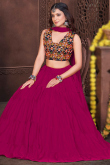 Dark Pink Ruffle Style Crepe Lehenga Choli
