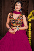 Dark Pink Ruffle Style Crepe Lehenga Choli