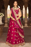 Pink Silk Embroidered Wedding Wear Lehenga