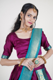 Dark Pink Weaved Zari Silk South Indian Style Lehenga 
