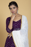 Lehenga for Party Wear in Georgette Dark Purple with Sequins Work