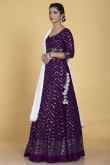 Lehenga for Party Wear in Georgette Dark Purple with Sequins Work