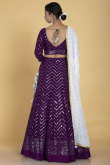Lehenga for Party Wear in Georgette Dark Purple with Sequins Work