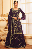 Dark Purple Georgette Embroidered Lehenga Choli