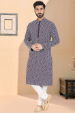 Dark Purple Georgette Embroidered Men Kurta Churidar