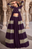 Dark Purple Georgette Jacket Style Lehenga