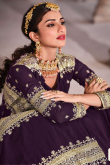 Dark Purple Georgette Jacket Style Lehenga