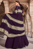 Dark Purple Georgette Jacket Style Lehenga