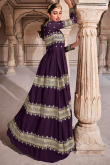 Dark Purple Georgette Jacket Style Lehenga