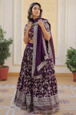 Dark Purple Silk Zari Weaved Flared Style Lehenga