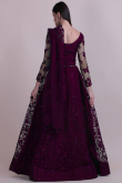 Dark Purple Net A Line Embroidered Lehenga